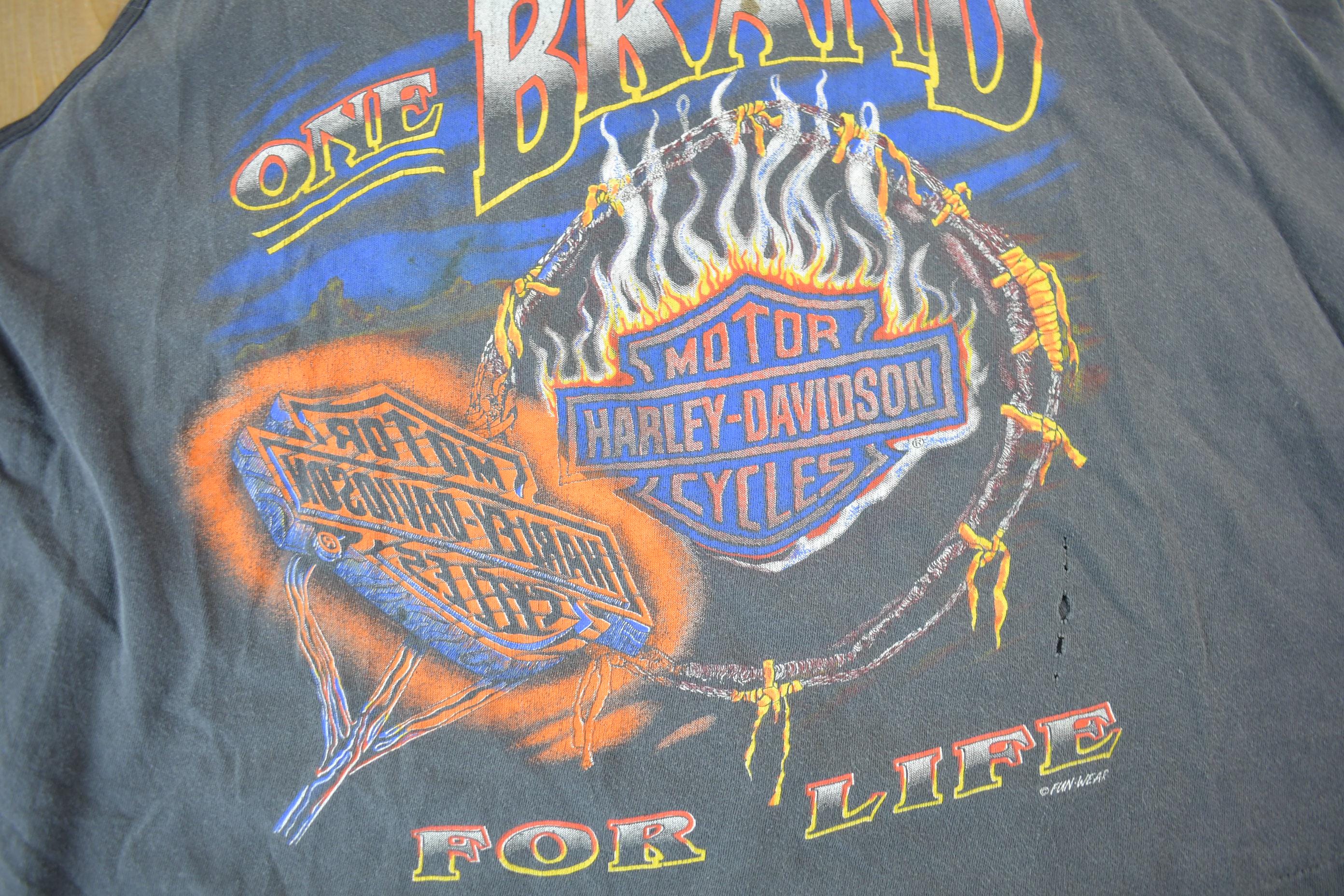 Vintage 1990s Harley Davidson One Brand For Life Tank Top Shirt  Made In USA  Biker Tee  Souvenir T Shirt  XL