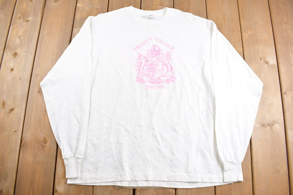 Vintage 1990s Trinity College NRAC Graphic Long Sleeve T-Shirt