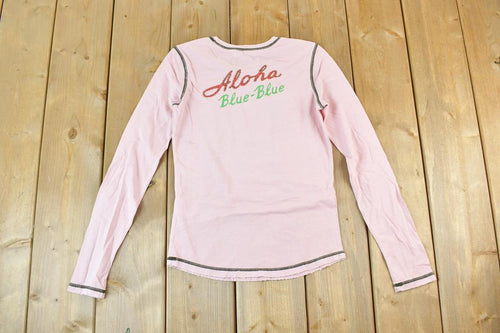 Women Vintage Vigoss Y2K Aloha Blue Blue T-Shirt / Vigoss Grunge Skull Print / Contrast Stitch / Internet Famous Clothing / Over Dyed