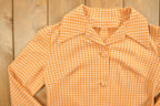 Vintage 1960s Orange Gingham Full Button-Up