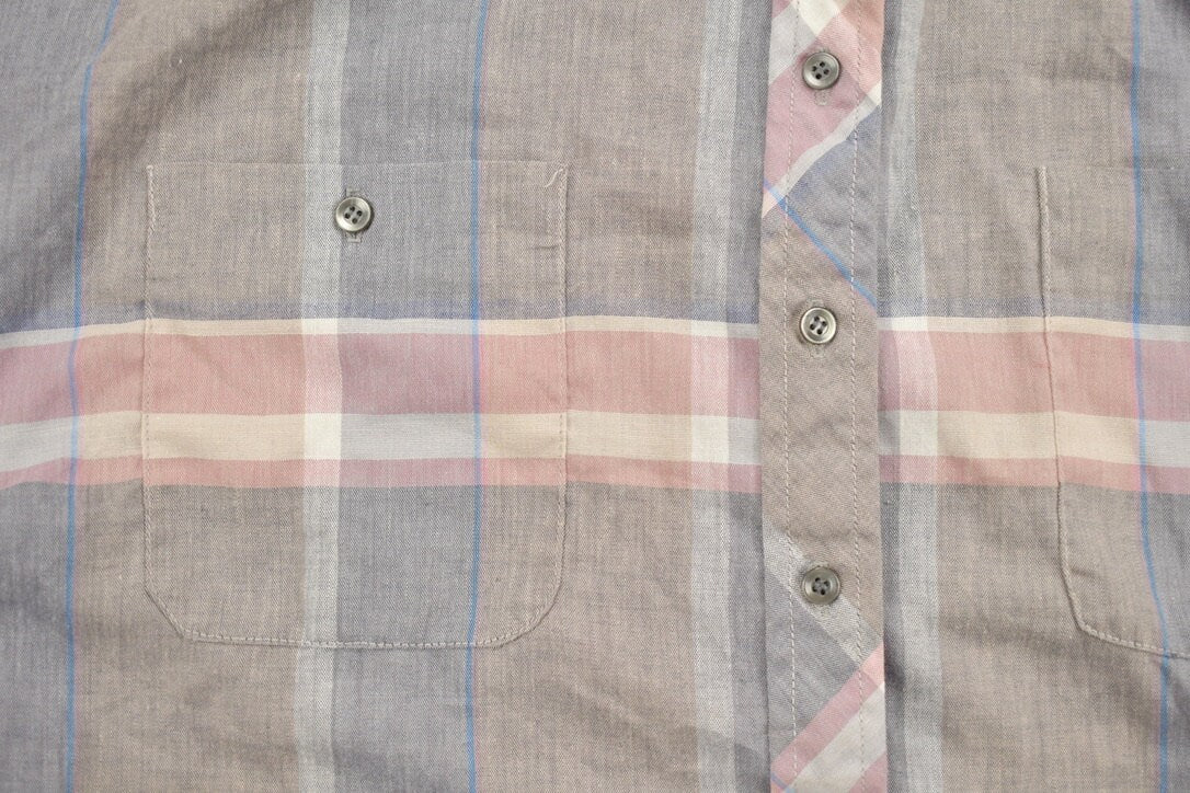 Vintage 1990s Diplomat Plaid Short Sleeve Button Up Shirt  Short Sleeve Flannel  Casual Shirt  Formal Shirt  Essential  Made In USA