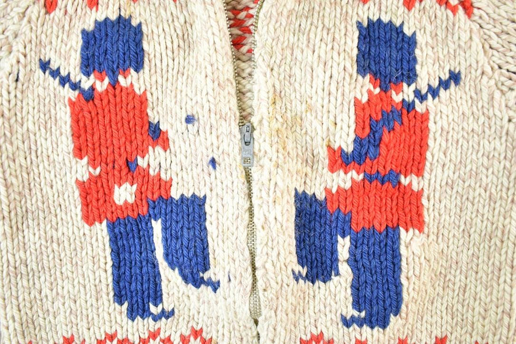 Vintage 1960s Marching Band Wool Knit Full Zip Sweater Youth S