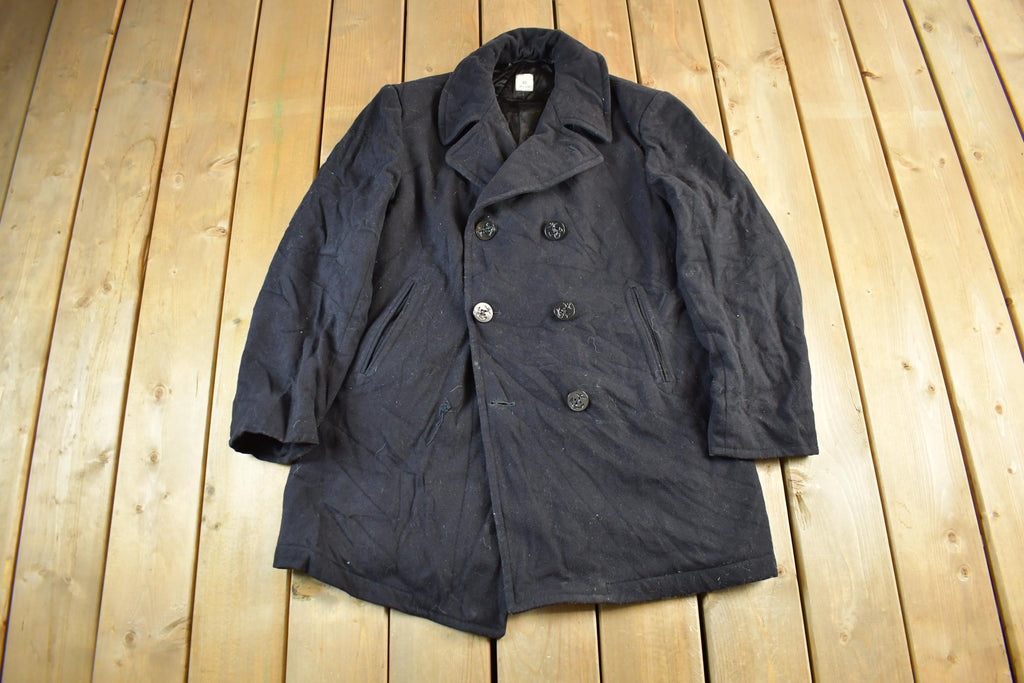 Vintage 1984 Navy Wool Peacoat Men's Large