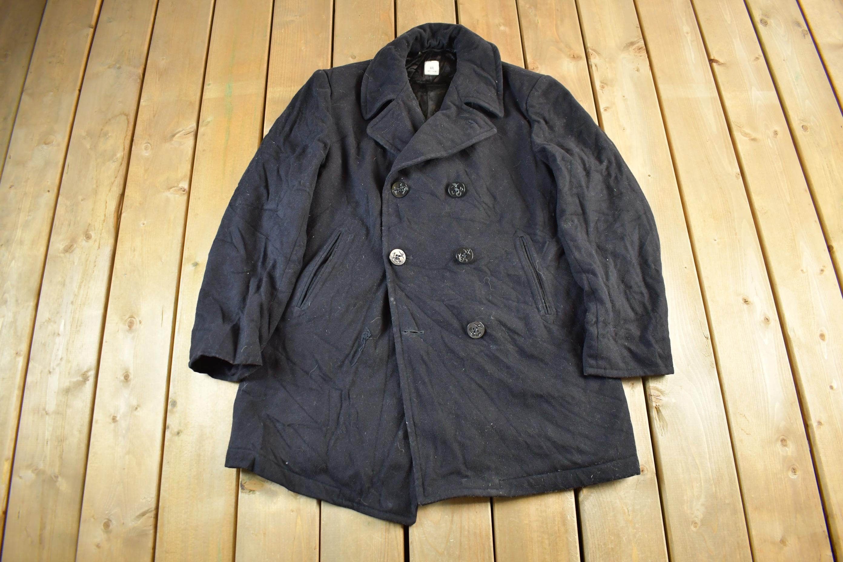 Vintage 1984 Navy Wool Peacoat Men's Large