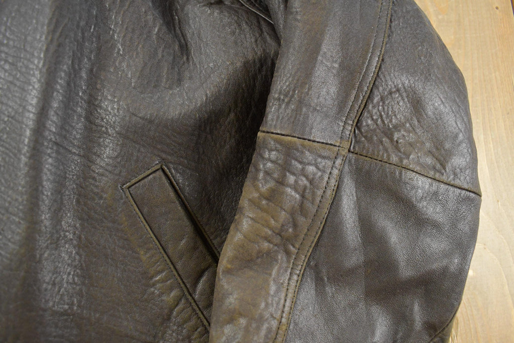 Vintage 1990s South Wind Leather Bomber Flight Jacket Men's XL