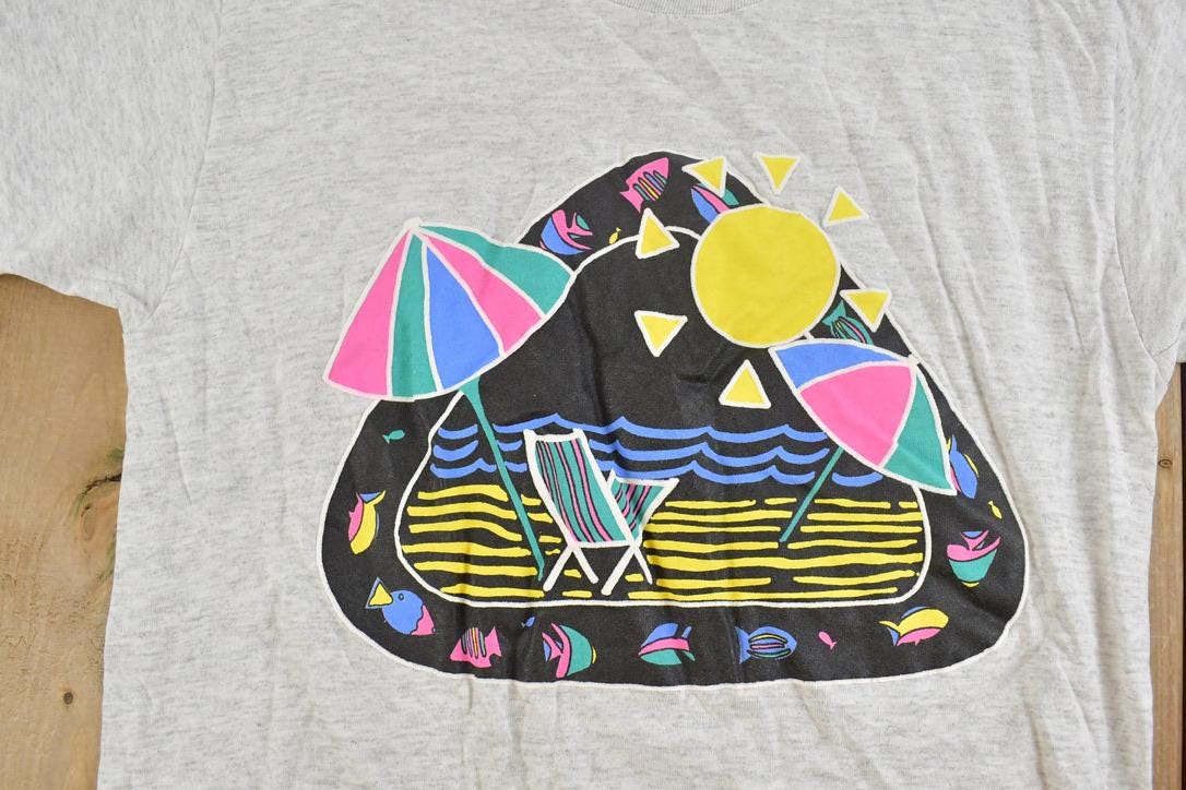 Vintage 1990s Beach Neon Souvenir T-Shirt