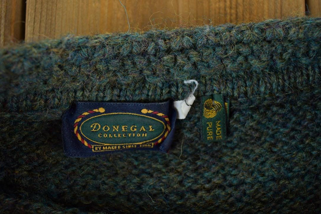 Vintage 1990s Donegal Wool Cable Knit Crewneck Sweater