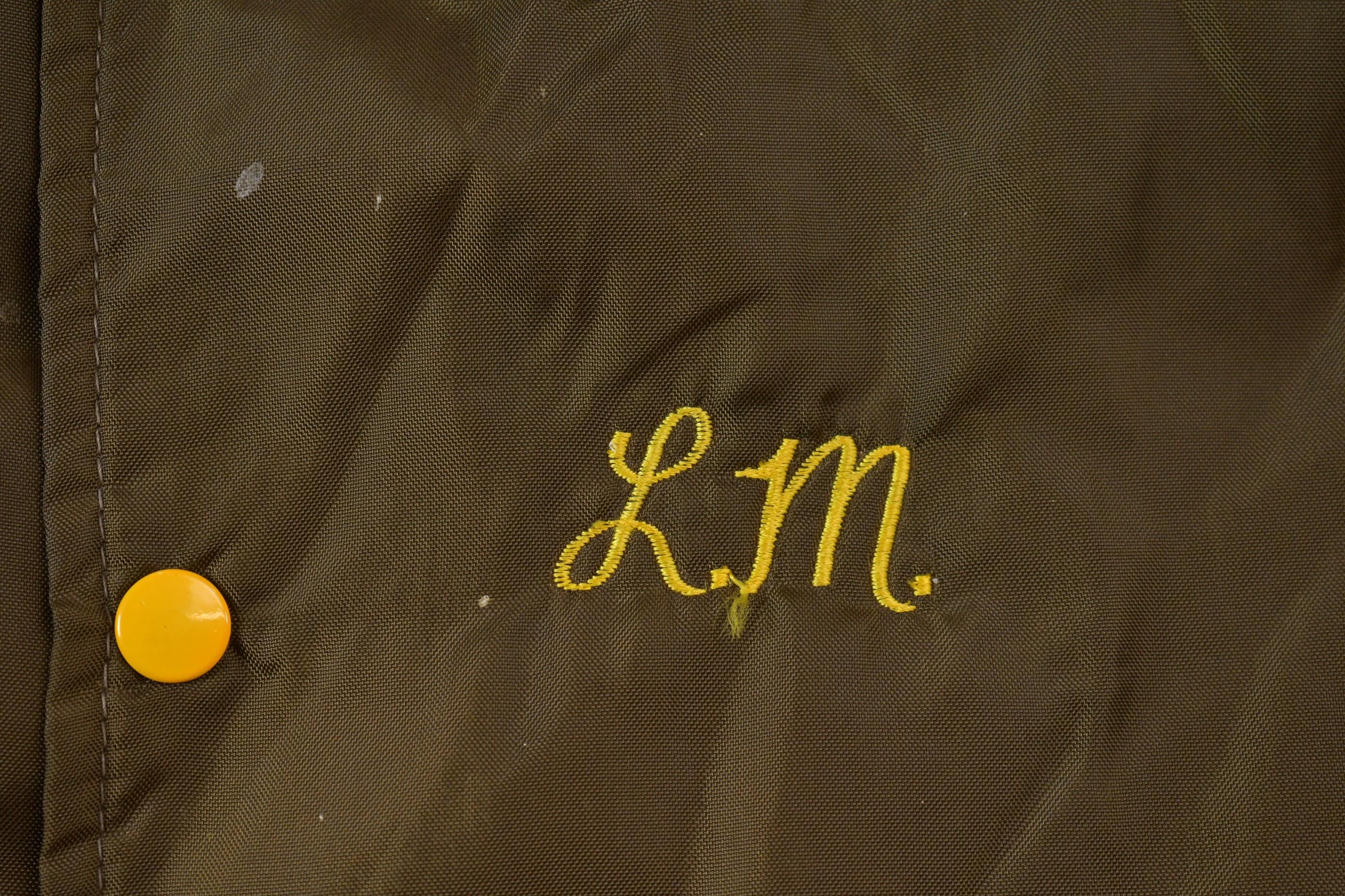 Vintage 1990s Mechanical Drafting Embroidered Snap Button Satin Jacket Made In USA - Large