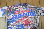 Vintage 1990s Coors Slo Pitch Collared All Over Print Crewneck Sweatshirt