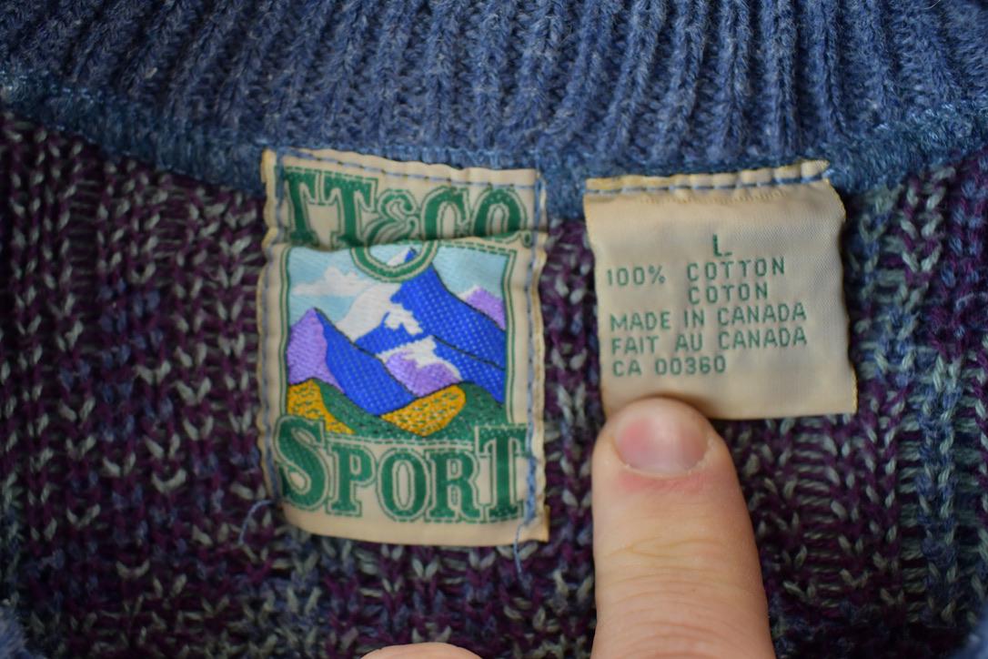 Vintage 1990s TT&Co Sport Abstract Knit Crewneck Sweater  90s Crewneck  Abstract Pattern  Preppy Knits