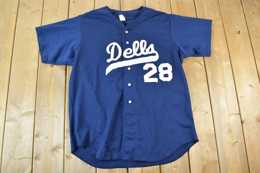 Vintage 1990s Dells Embroidered Navy Baseball Jersey