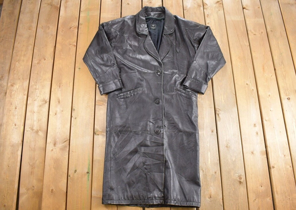 Vintage 1990s Missy M Long Leather Coat