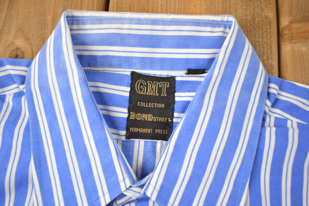 Vintage 1990s GMT Collection Striped Blue Button Up Shirt