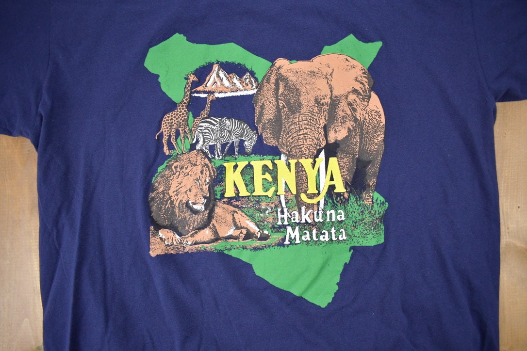 Vintage 1980s Kenya Hakuna Matata Souvenir T Shirt / Goody / Elephants / Vacation Tee / Travel T Shirt / Tourist /