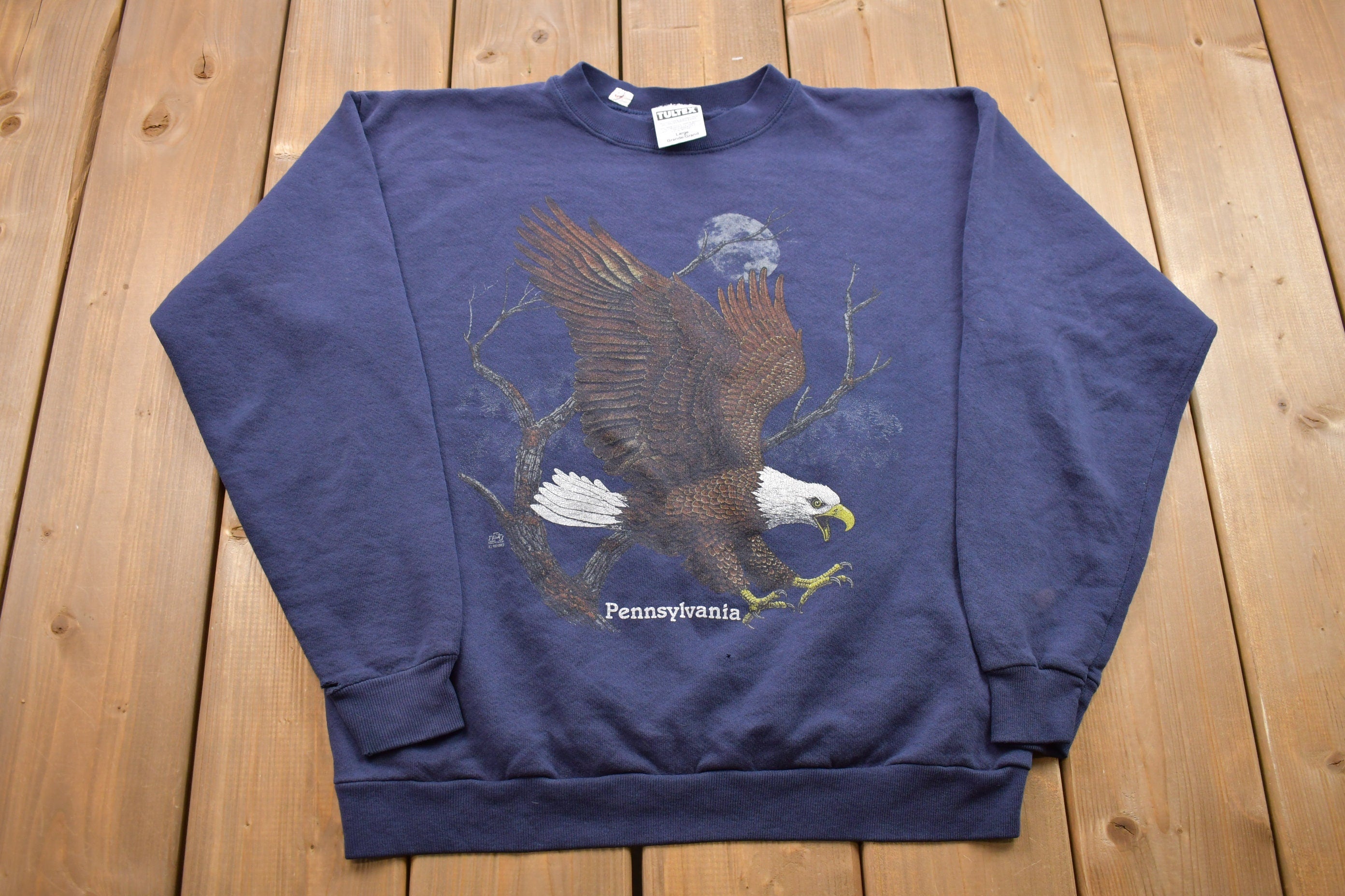 Vintage 1990s Tultex Eagle Pennsylvania Graphic Crewneck Sweatshirt  90s Crewneck  Made In USA  Essential  Streetwear  90s Blank