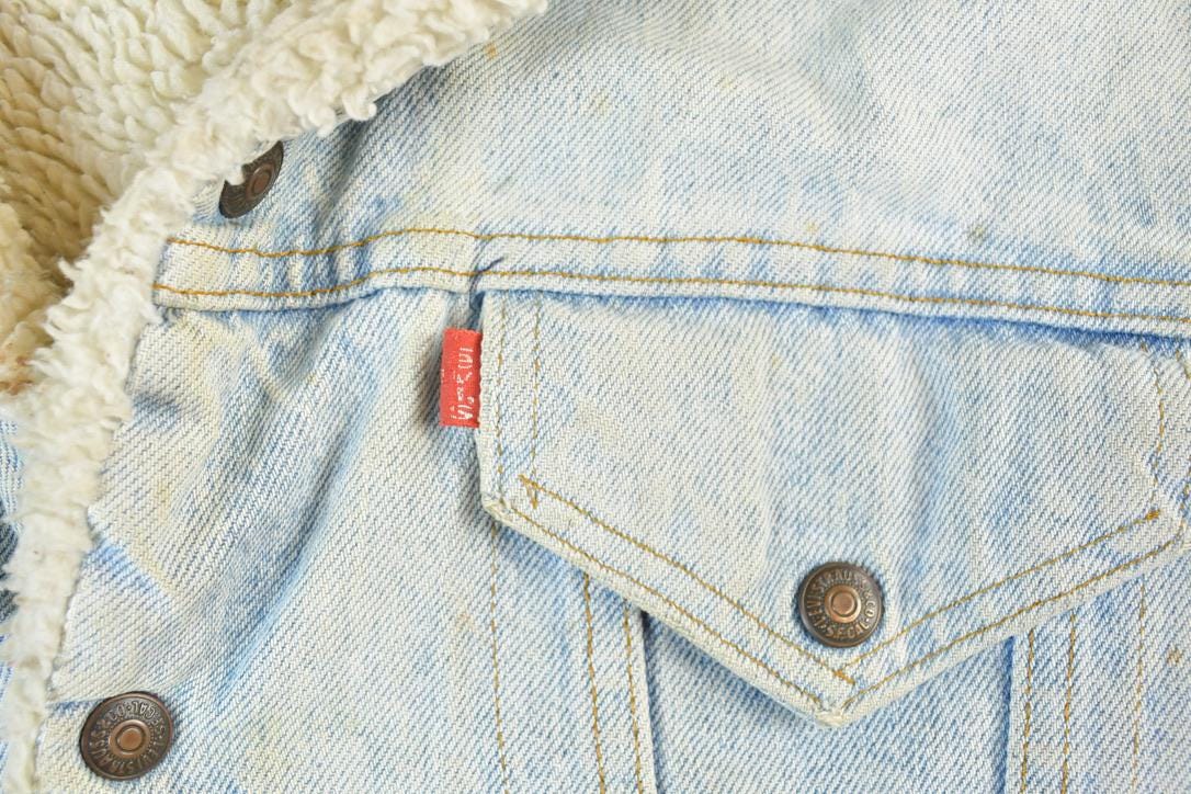 Vintage 1990s Levis Shearling Jean Jacket Made In USA