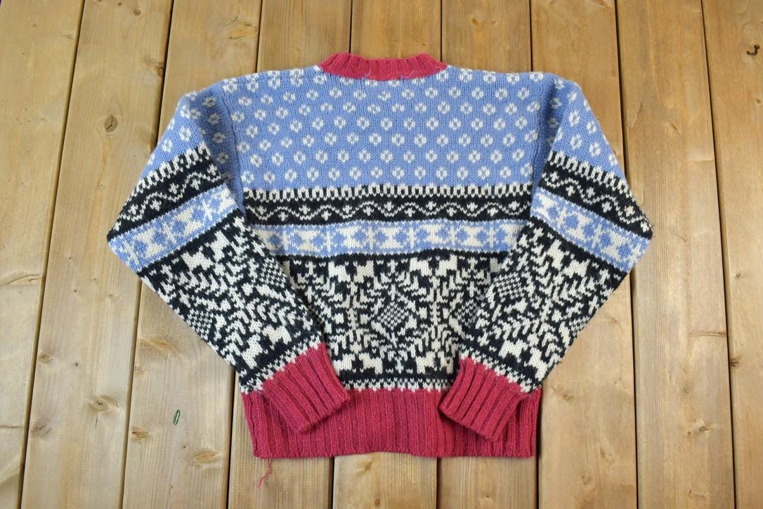 Vintage 1990s Ski Gear Knit Crewneck Sweater