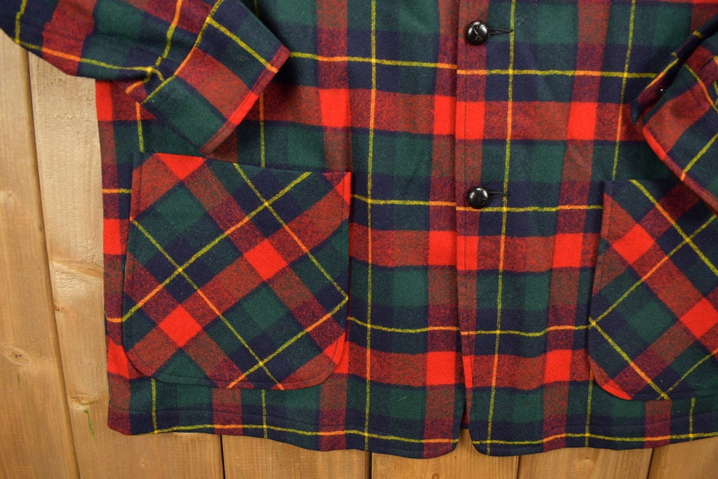 Vintage 1970s Pendleton Plaid Button Blazer Shirt