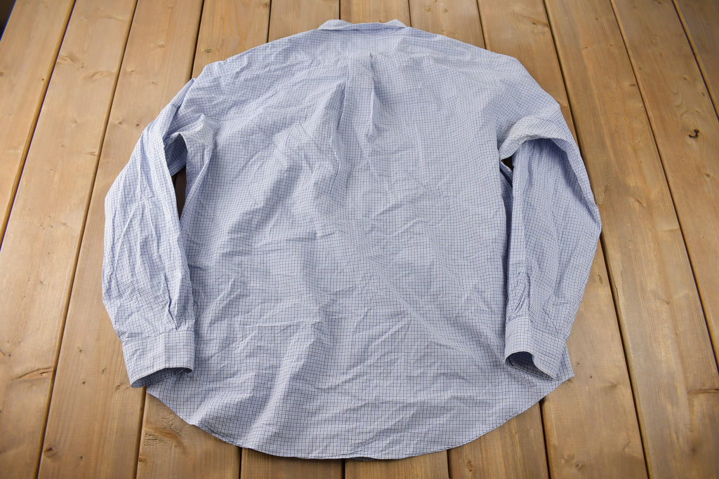 Vintage 1990s Ralph Lauren Plaid Button Up Classic Fit Dress Shirt Size L
