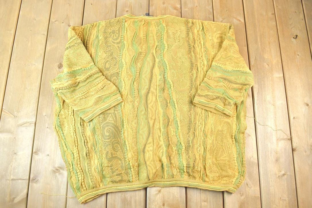 Vintage 1990s Coogi Made In Australia 3D knit 100% Cotton Abstract Pattern Crewneck Sweater