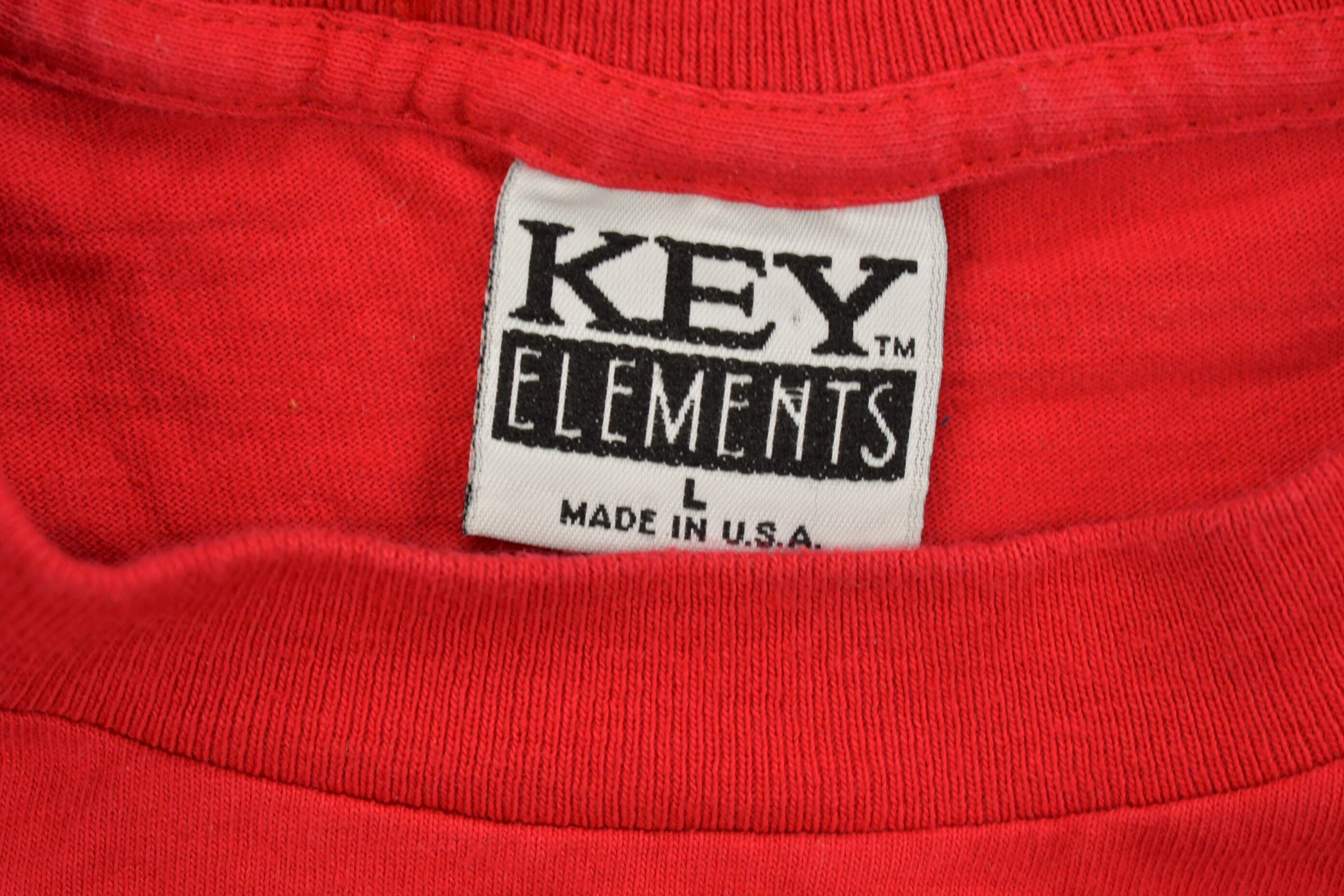 Vintage 1990s Key Elements Blank Red Pocket T Shirt