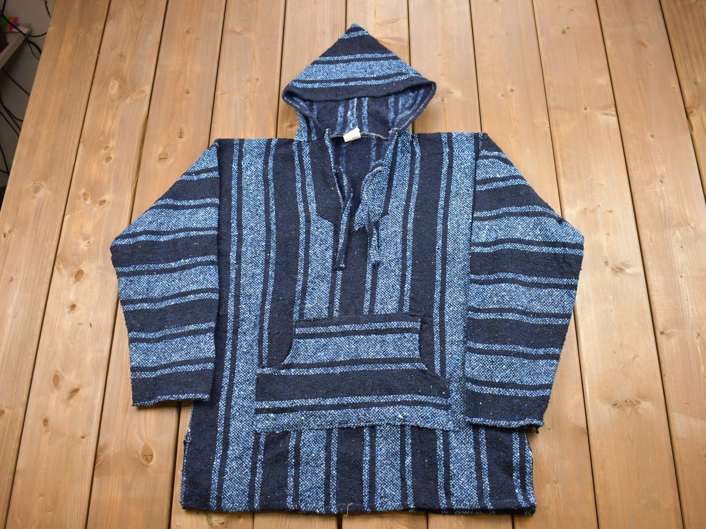 Vintage Knitted Blanket Hooded Sweater
