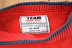 Vintage 1990s Striped Cuff Blank Red Crewneck Sweatshirt