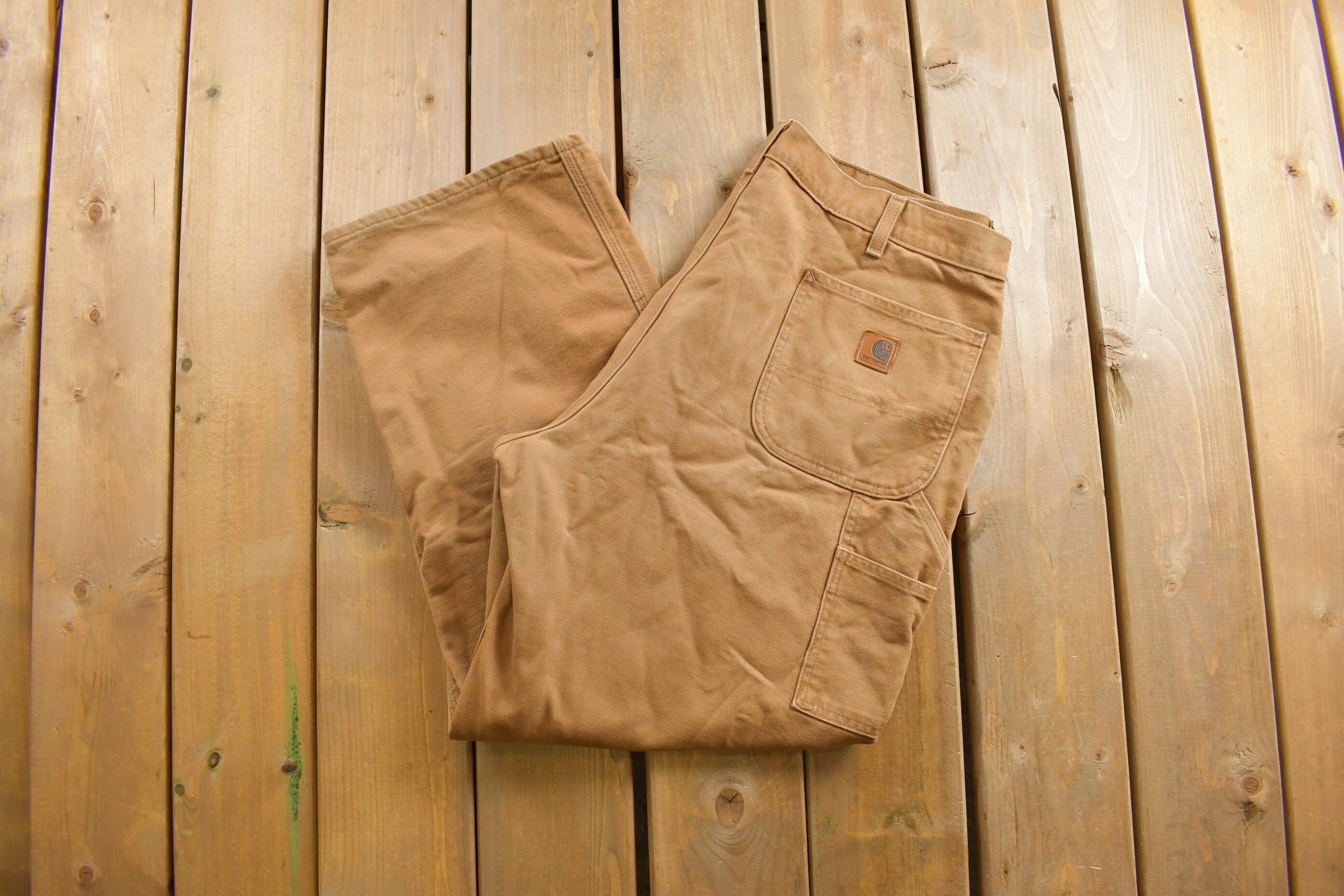 Vintage 1990s Carhartt Dungaree Fit Blanket Lined Work Pants Size 38 x 29