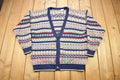 Vintage 1990s 100% Acrylic Striped Knitted Cardigan Sweater