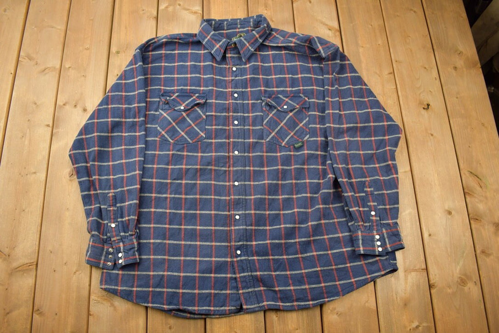 Vintage 1990s Berne Apparel Blue Plaid Flannel Button Up Shirt Vintage Flannel