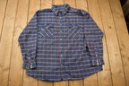 Vintage 1990s Berne Apparel Blue Plaid Flannel Button Up Shirt Vintage Flannel