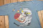 Vintage 1997 Naturally Distressed Aerosmith Nine Lives World Tour Graphic T-Shirt