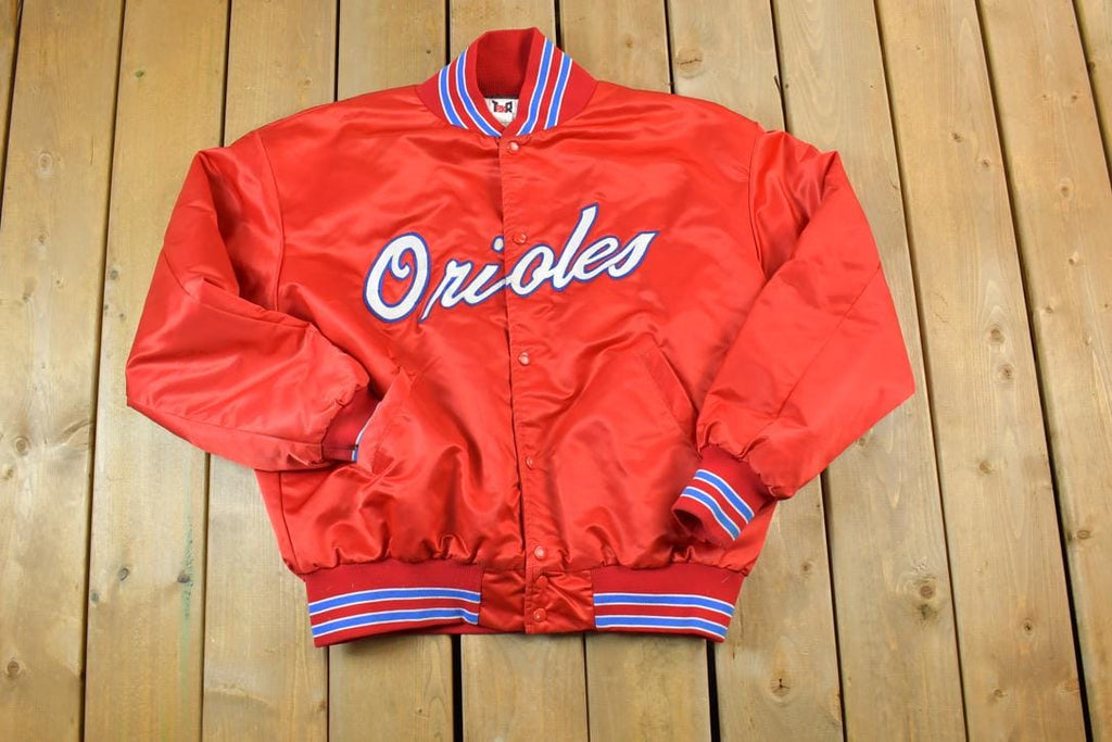 Vintage 1980s BK JB Baltimore Orioles Satin Snap Button MLB Baseball Jacket