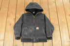 Vintage 1990s Carhartt Hooded Distressed Work Jacket Youth XS