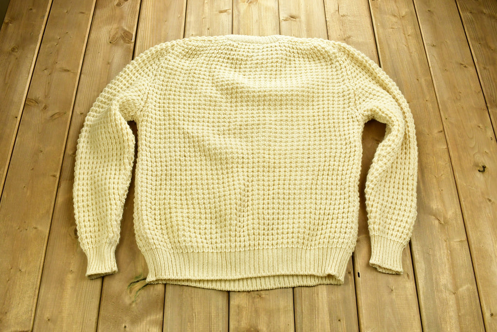 Vintage 1980's 100% Pure New Wool Cable Knit Sweater