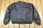Vintage Military Patch Collared Bomber Full Zip Up Army Jacket