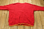 Vintage 1990s Thanksgiving Patchwork Knitted Cardigan Sweater