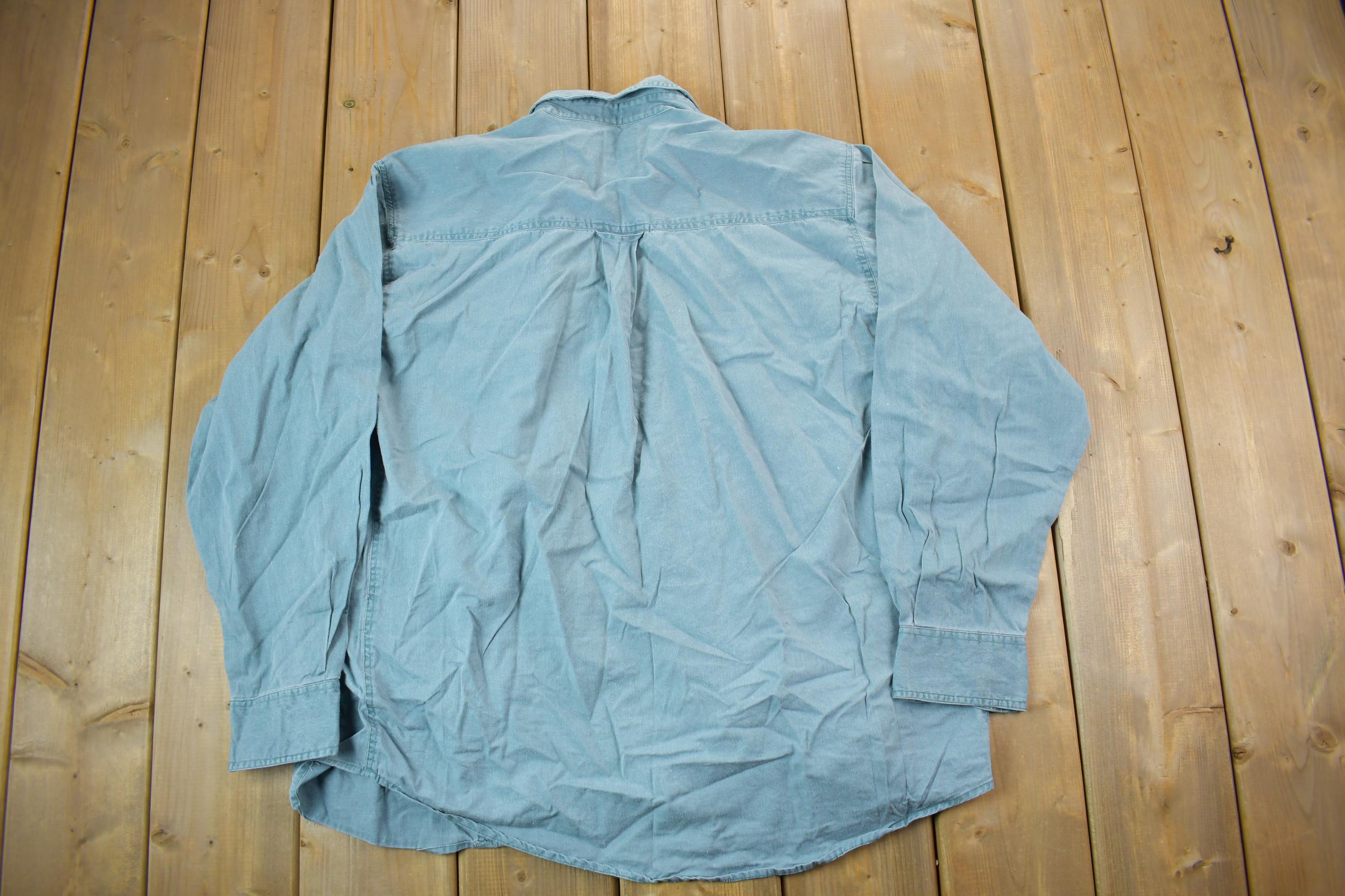 Vintage 1990s Blank Blue Button Up Shirt