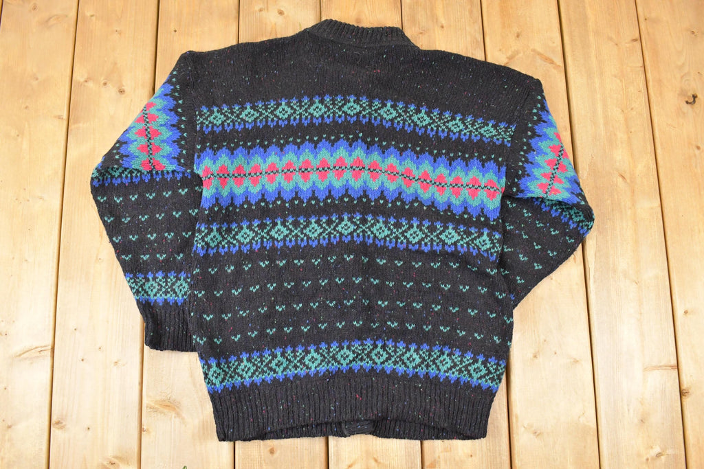 Vintage 1990s Rei Abstract Knit Cardigan Sweater Men's M