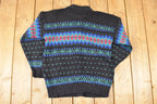 Vintage 1990s Rei Abstract Knit Cardigan Sweater Men's M