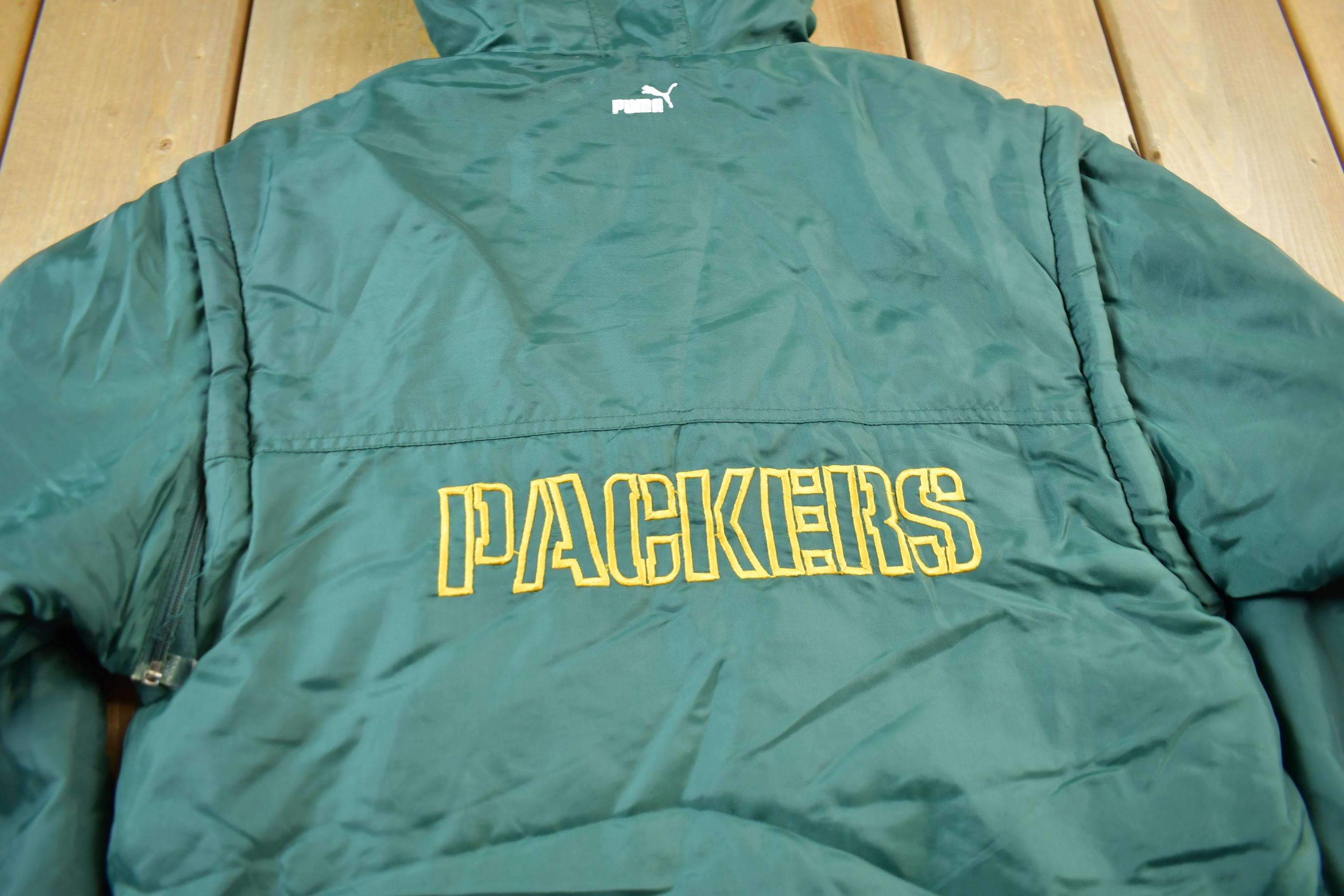 Vintage 1990s Green Bay Packers NFL Puma Quarter Zip Jacket & Vest YOUTH SIZE