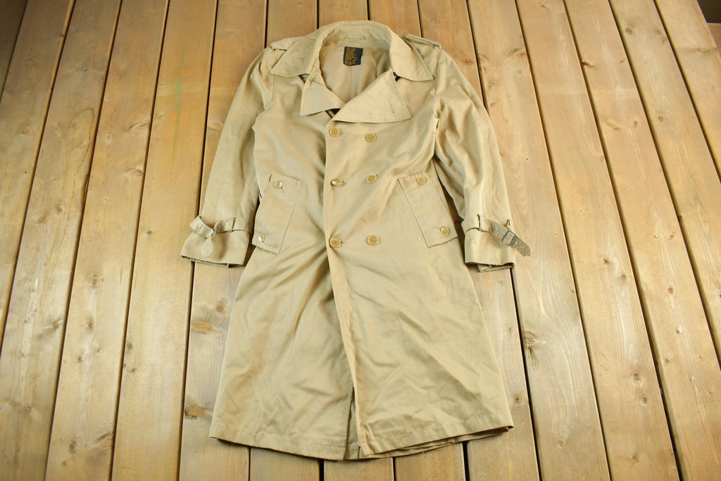 Vintage 1970s 1980s Double Breasted Trench Overcoat Men's Small