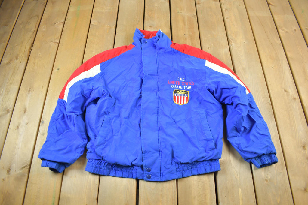 Vintage 1990s United States Karate Team Jacket  Embroidered  Made In USA  King Louie