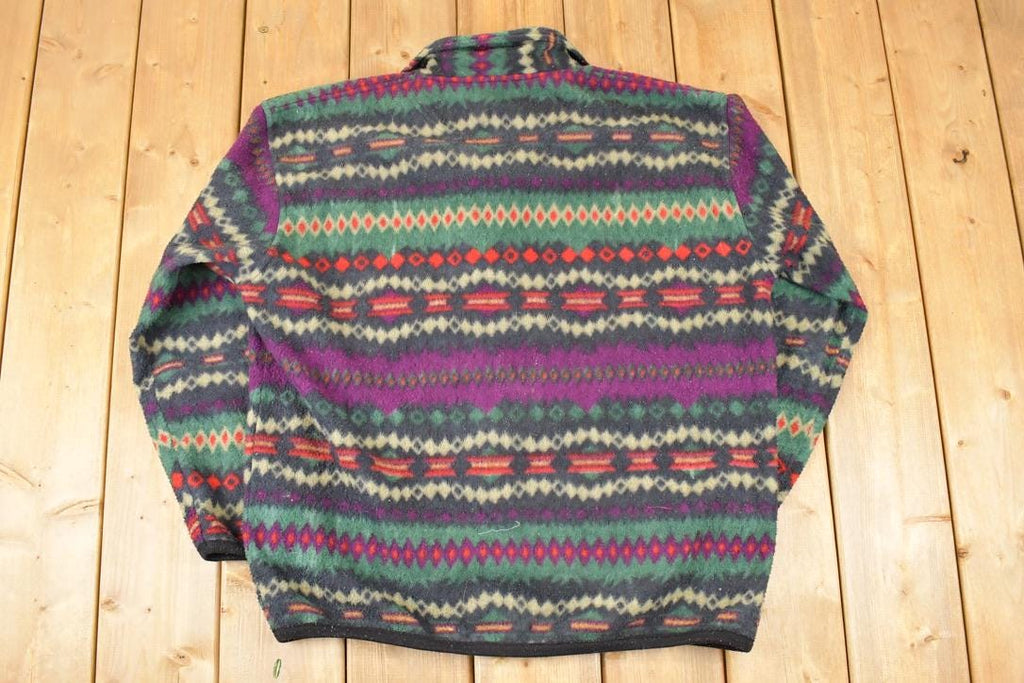 Vintage 1990s TT & Co Quarter Zip Aztec Fleece Outdoorsman Sweater Men's XL
