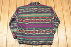Vintage 1990s TT & Co Quarter Zip Aztec Fleece Outdoorsman Sweater Men's XL