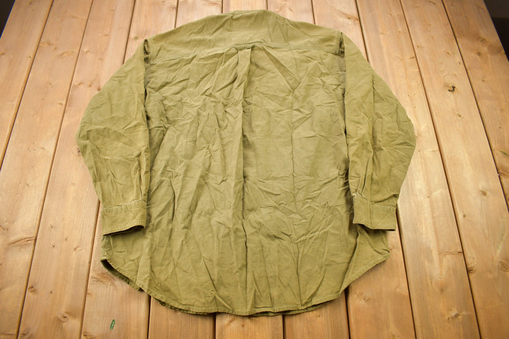 Vintage 1990s Olive Green Blank Woolrich Button Up Shirt