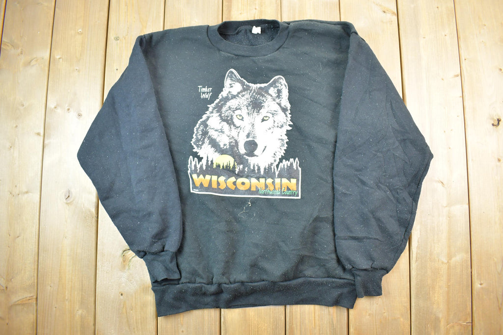 Vintage 1990s Wisconsin Northland Country Timber Wolf Crewneck