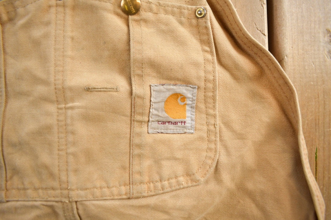 Vintage 1990s Carhartt Double Knee Canvas Overalls Size 40 x 34