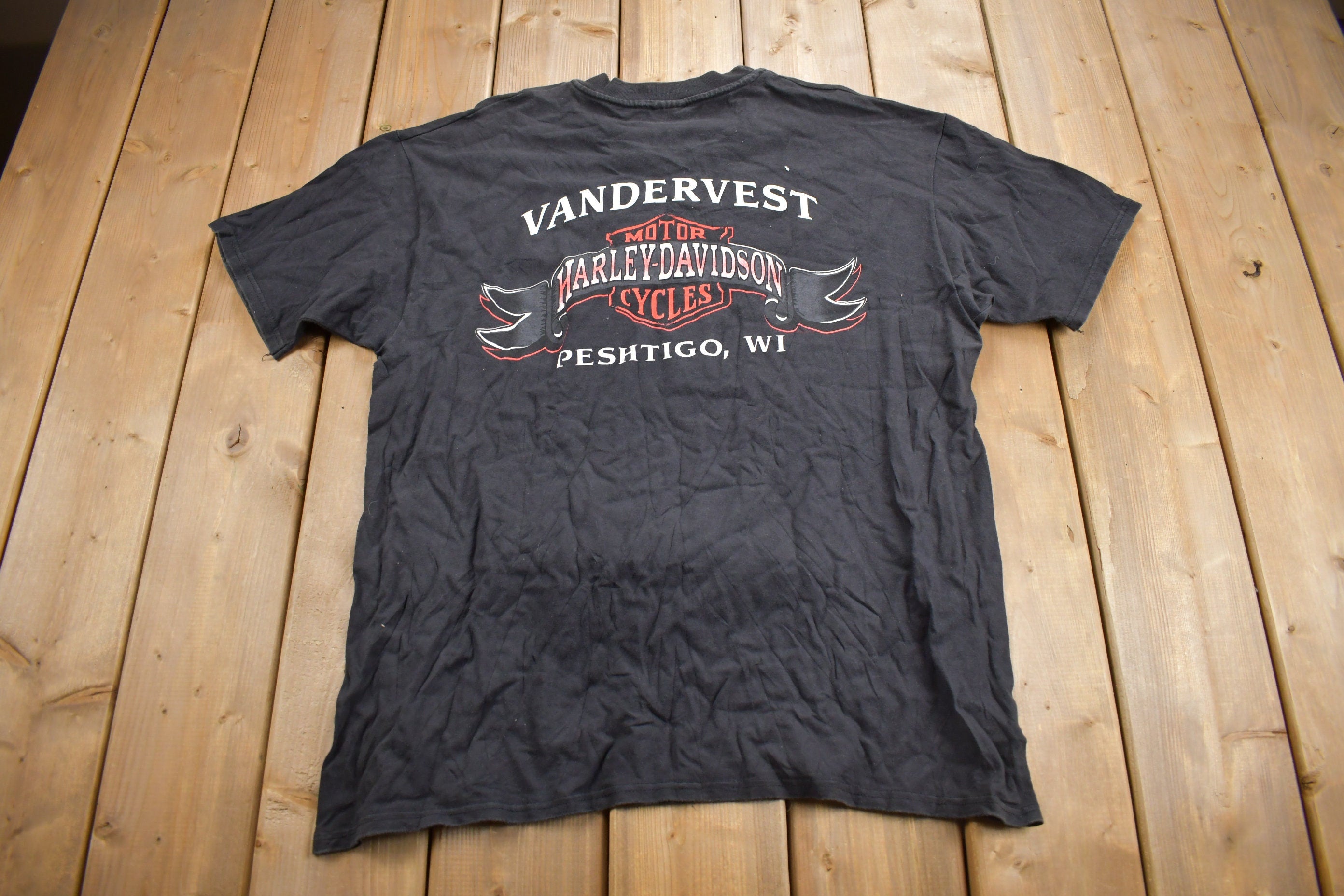 Vintage 1997 Vandervest Harley Davidson Peshtigo WI T-Shirt