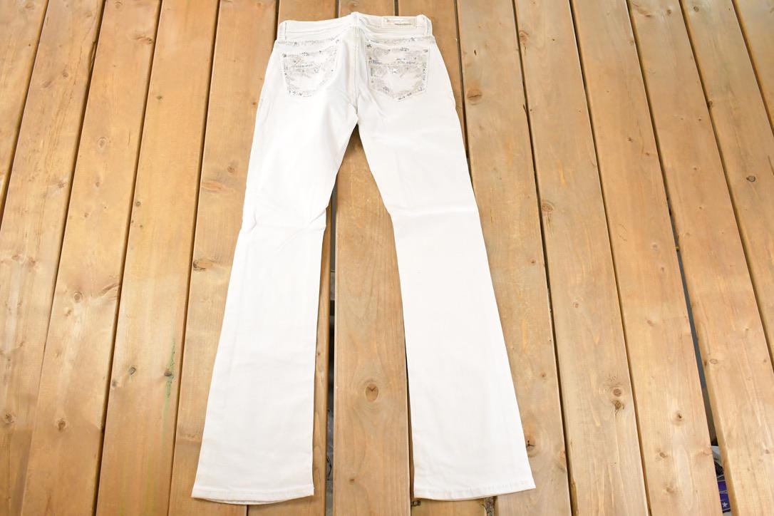 Vintage Deadstock Y2K Grace In LA Bedazzled Bootcut Low Rise Jeans Women's Size 26 x 32